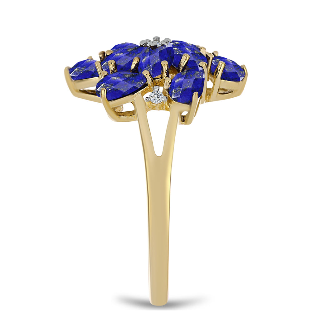 Pozlátený Strieborný Prsteň s Lapisom Lazuli a Bielym Topásom