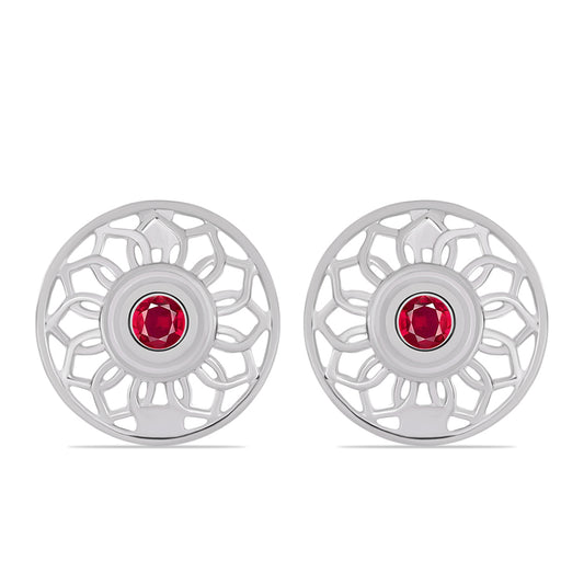 Strieborné Náušnice s Madagaskarským Rubínom