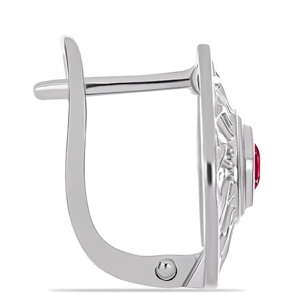 Strieborné Náušnice s Madagaskarským Rubínom