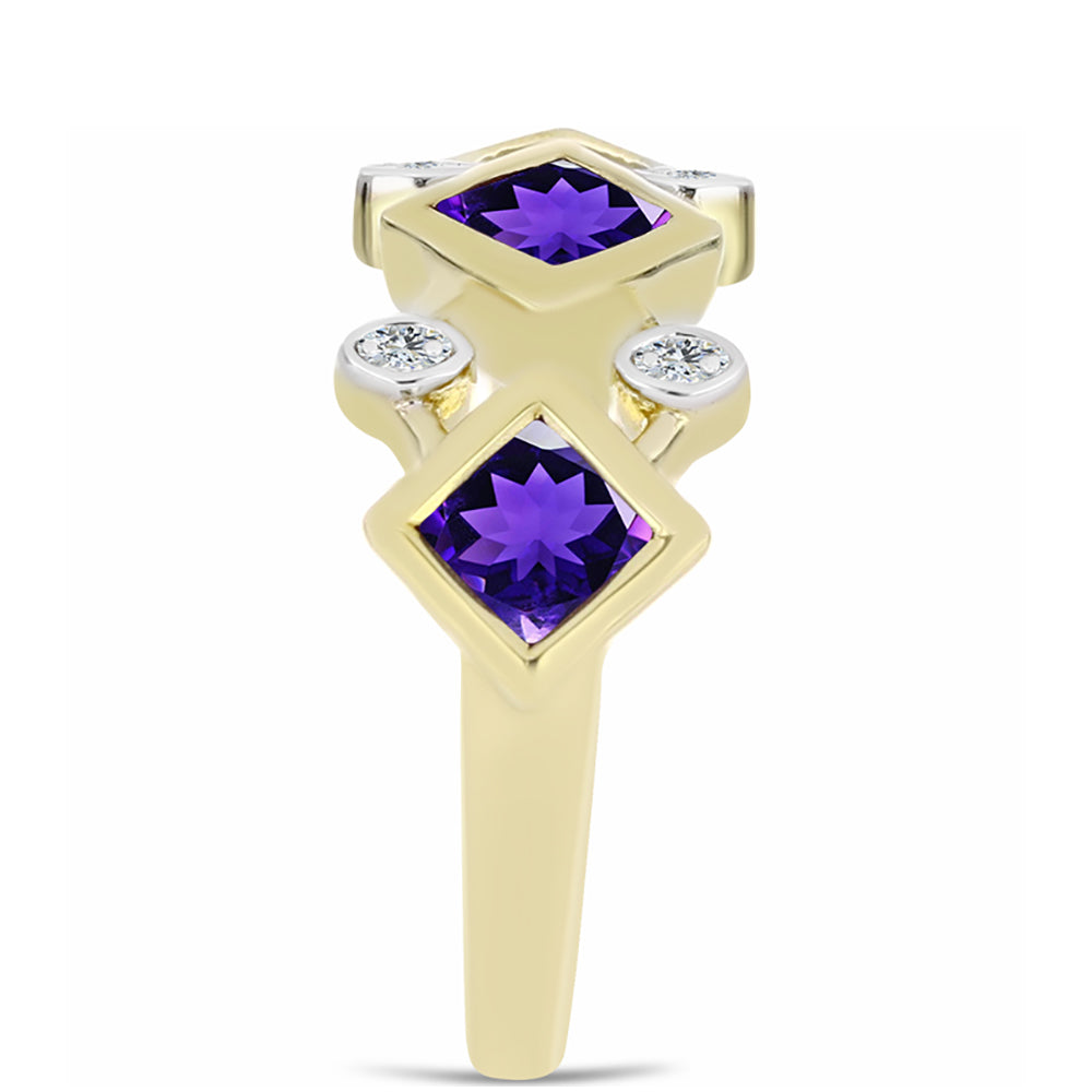 Pozlátený Strieborný Prsteň s Marockým Ametystom a Bielym Topásom