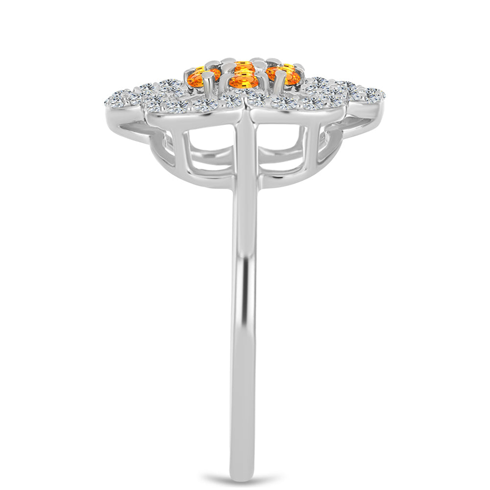 Strieborný Prsteň s Padparadscha Zafírom a Bielym Topásom