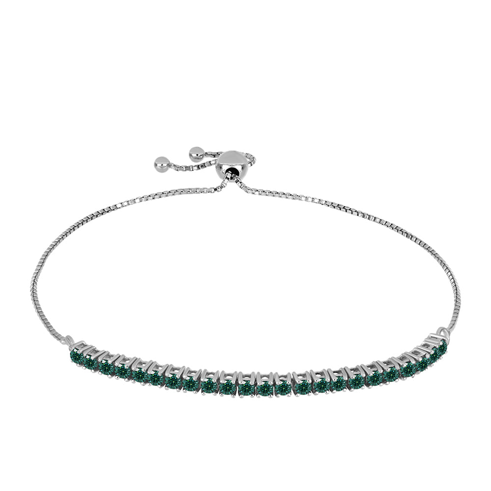 Strieborný Náramok s Zelenkavý morsky modrý Moissanitom