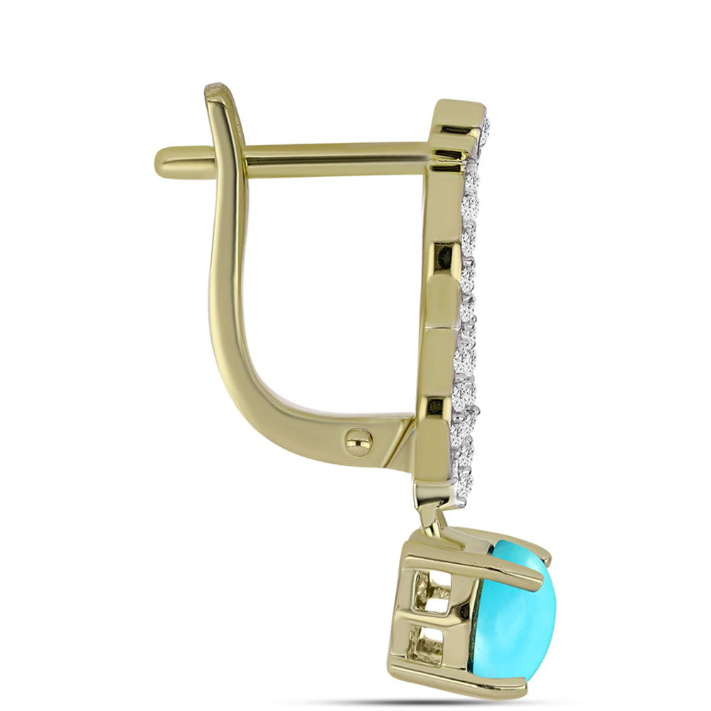 Pozlátené Strieborné Náušnice s so Sleeping Beauty Tyrkysom a Bielym Topásom