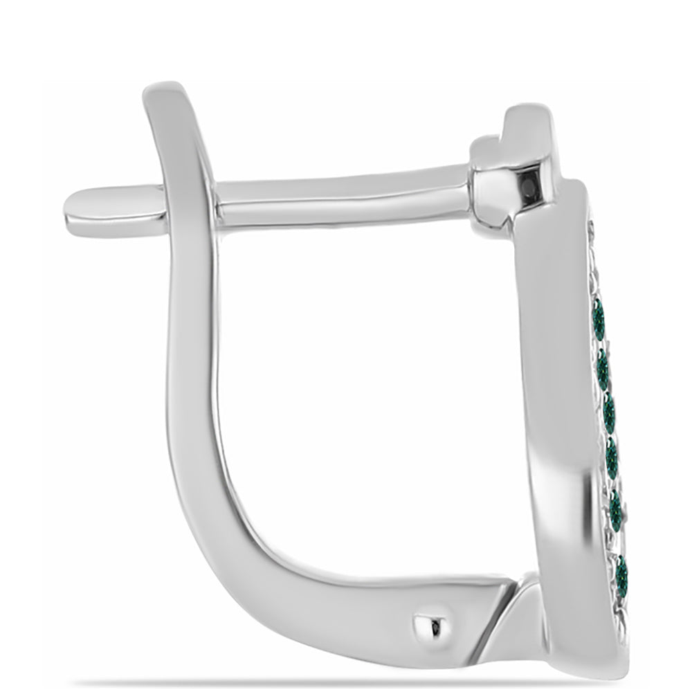 Strieborné Náušnice s Zelenkavý morsky modrý Moissanitom