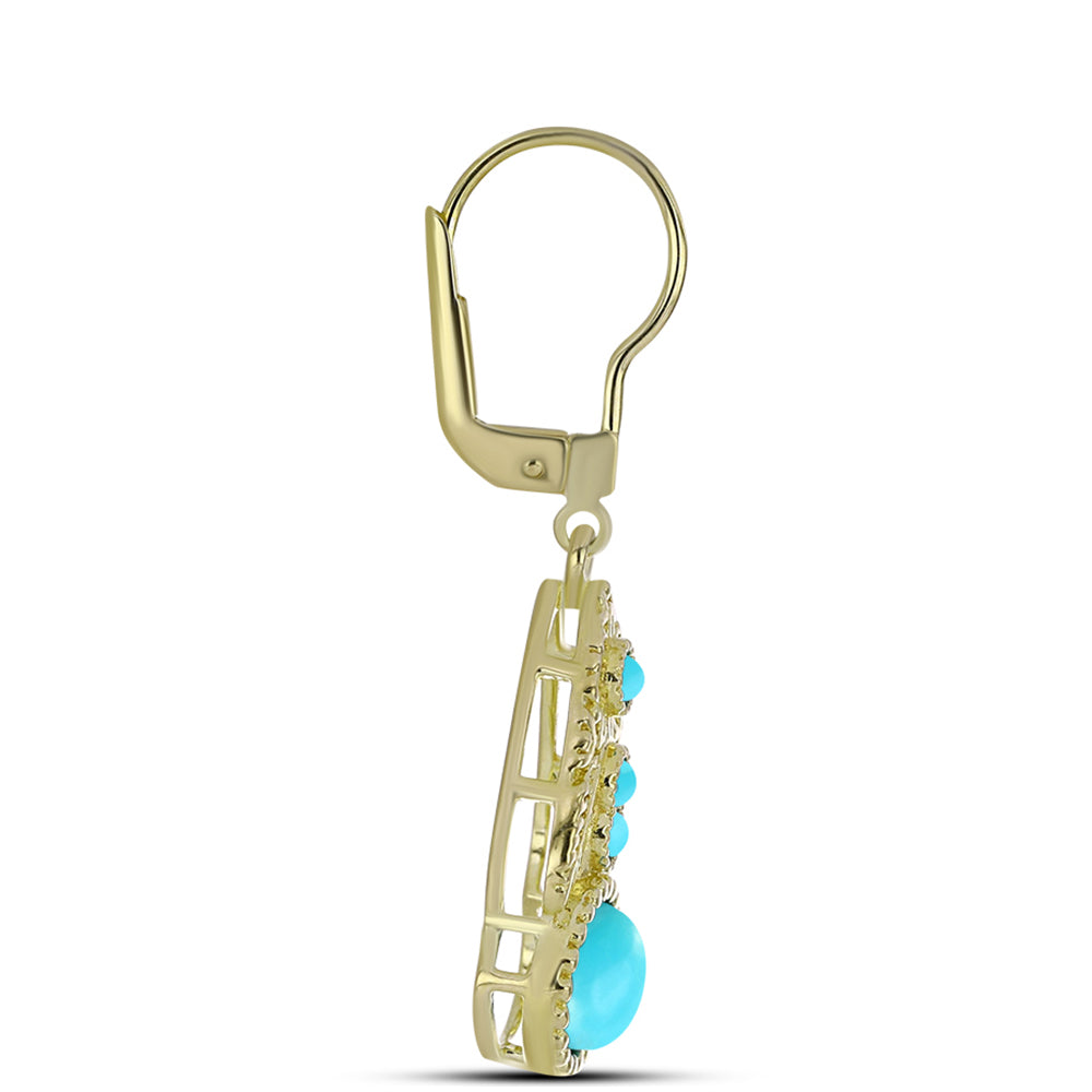 Pozlátené Strieborné Náušnice s so Sleeping Beauty Tyrkysom