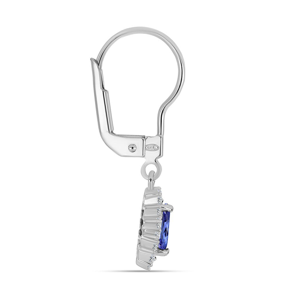 Strieborné Náušnice s AA Tanzanitom a Bielym Topásom