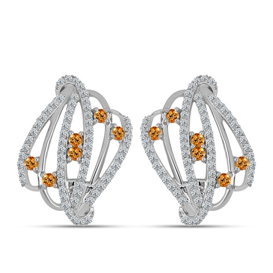 Strieborné Náušnice s "Cisárskym žltým" topazom a Bielym Topásom