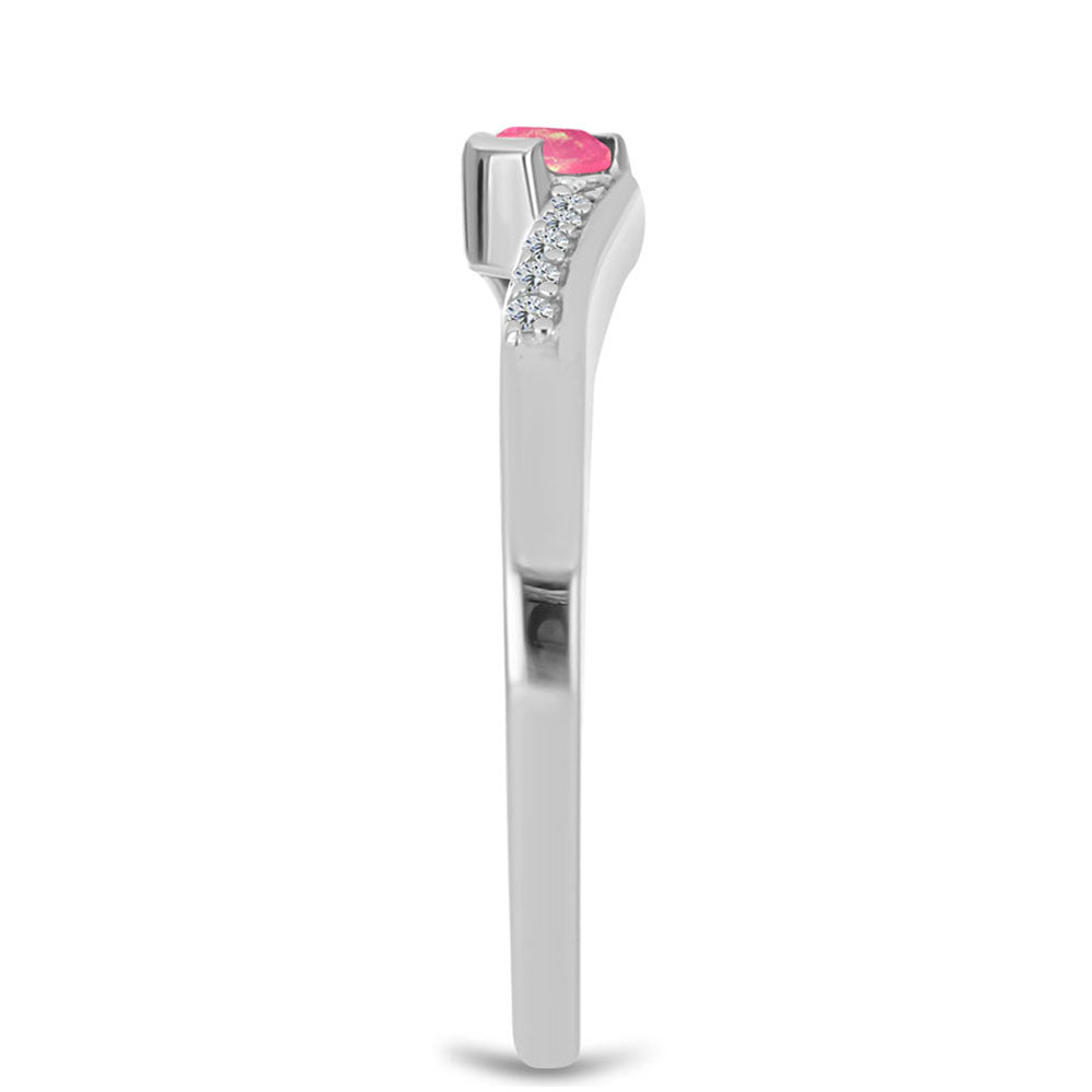 Strieborný Prsteň s so Sýto Ružovým Opálom z Lega Dembi a Bielym Topásom