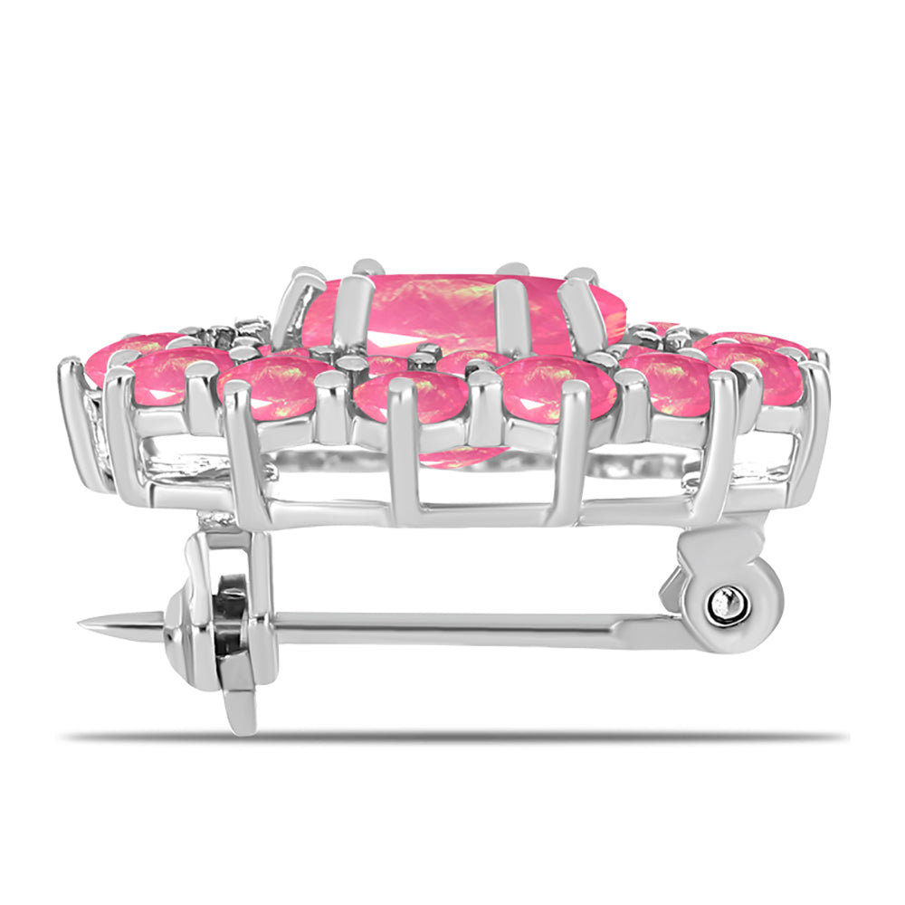 Strieborný Brošňa s so Sýto Ružovým Opálom z Lega Dembi