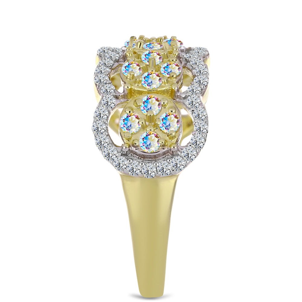 Pozlátený Strieborný Prsteň s Ľadovým Moissanitom a Bielym Topásom