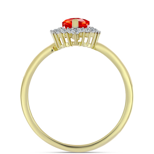 Pozlátený Strieborný Prsteň s Etiópskym Červeným Opálom z Lega Dembi a Bielym Topásom