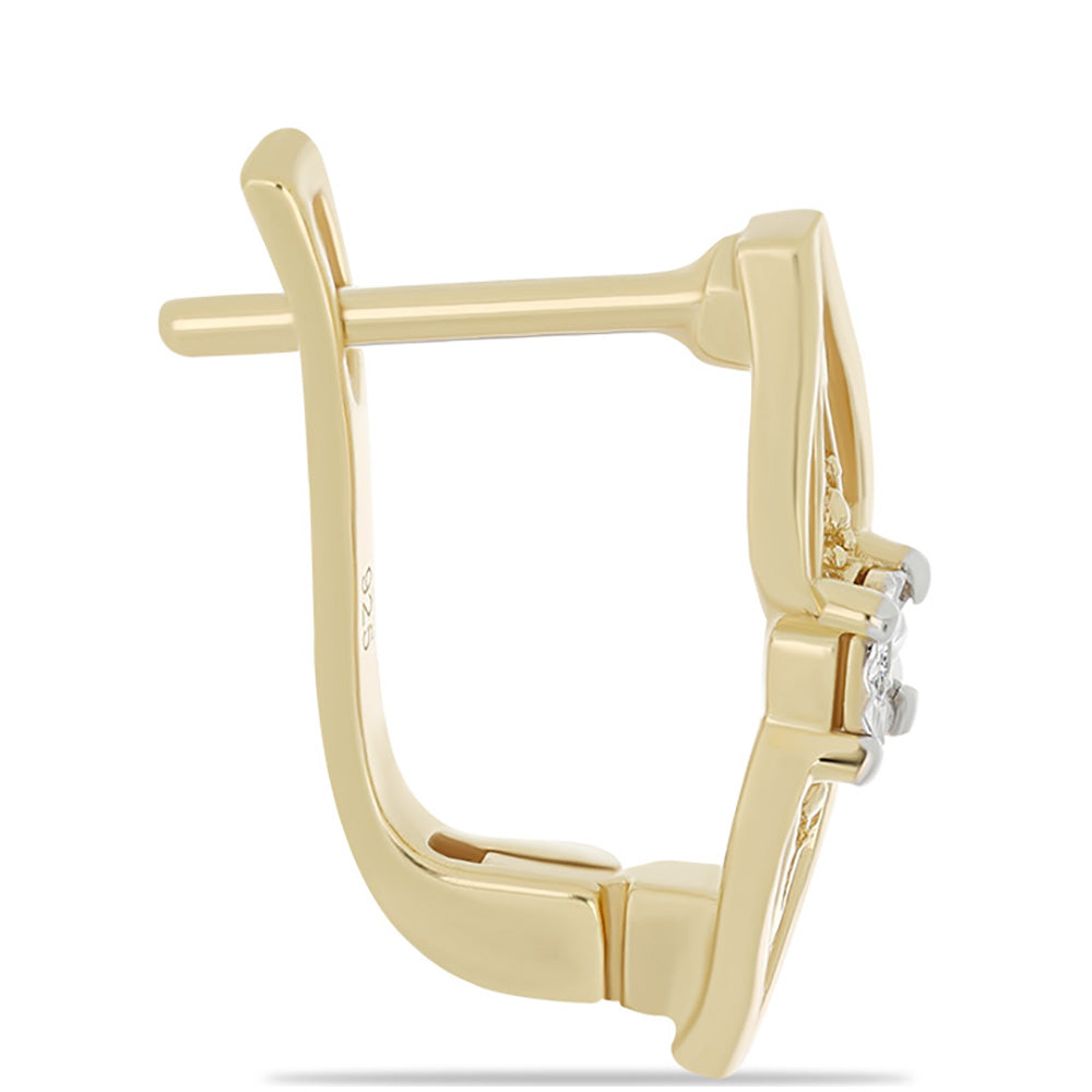 Pozlátené Strieborné Náušnice s Bielym Diamantom