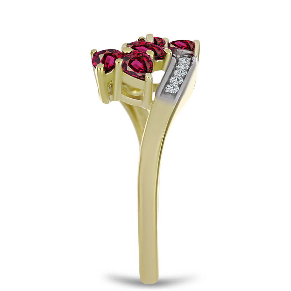 Pozlátený Strieborný Prsteň s Rhodolitovým Granátom a Bielym Topásom