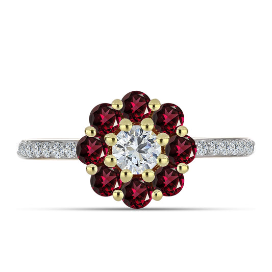 Pozlátený Strieborný Prsteň s Rhodolitovým Granátom a Bielym Topásom