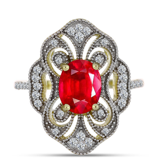 Pozlátený Strieborný Prsteň s Červeným Achátom a Bielym Topásom