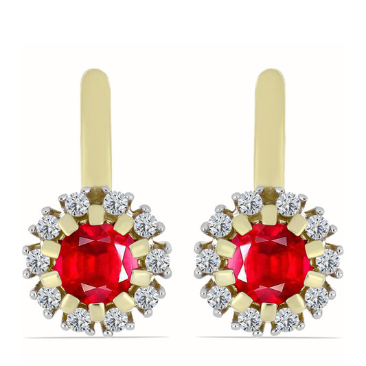 Pozlátené Strieborné Náušnice s Červeným Achátom a Bielym Topásom