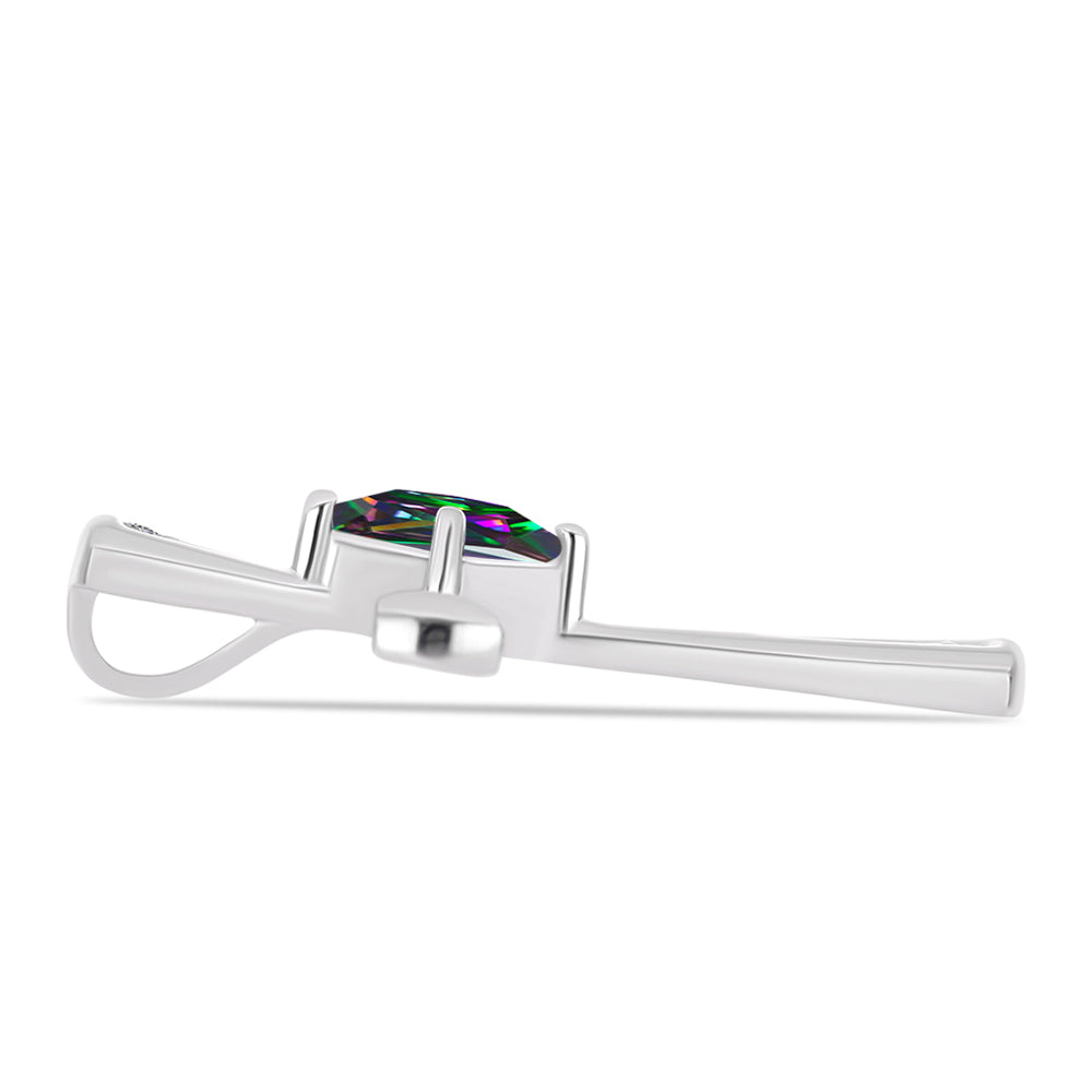 Kríž Strieborný Prívesok s Brazílskym Mysticky Zeleným Kremeňom a Bielym Topásom