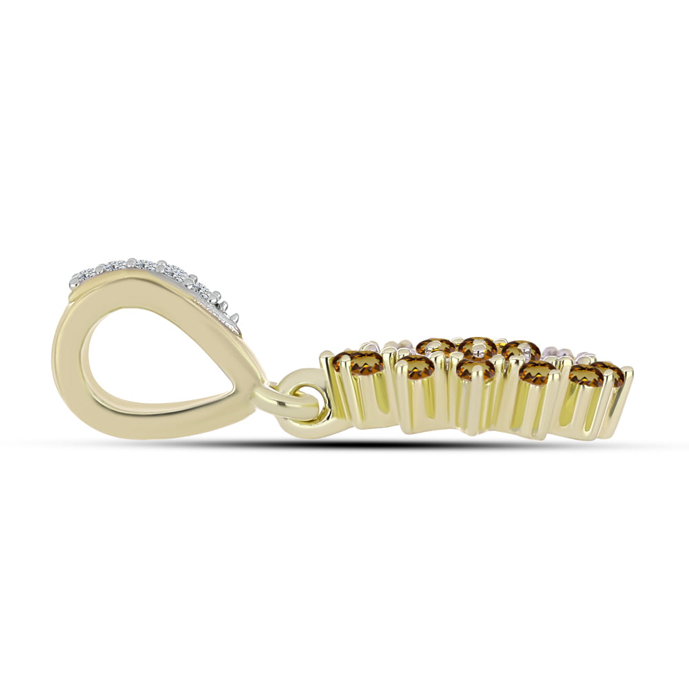 Pozlátený Strieborný Prívesok s Koňakovým Kremeňom a Bielym Topásom