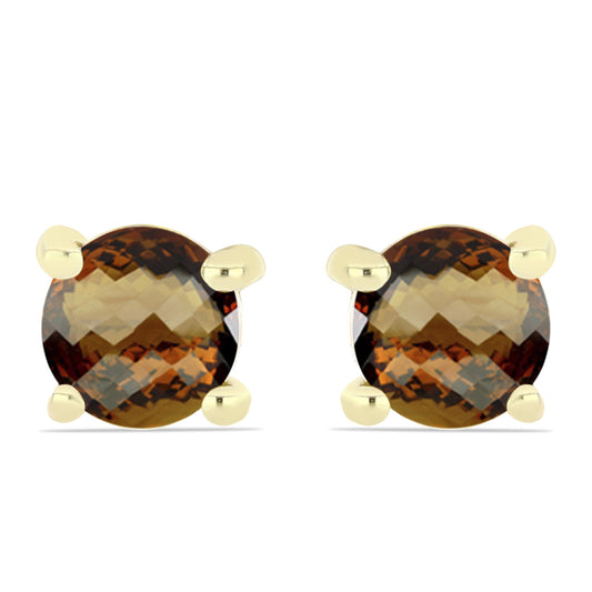 Pozlátené Strieborné Náušnice s Koňakovým Kremeňom