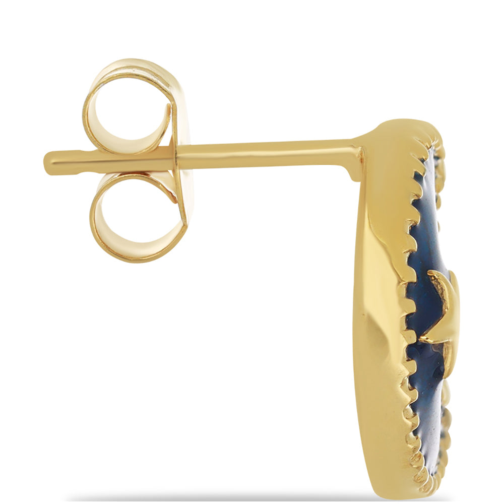 Pozlátené Strieborné Náušnice s so Smaltom