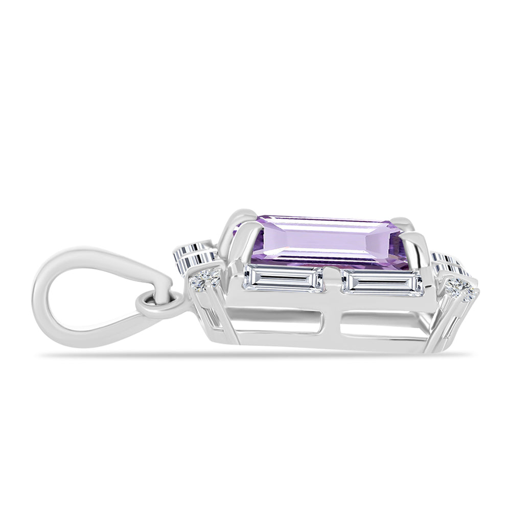 Strieborný Prívesok s Rose De France Ametystom a Bielym Topásom