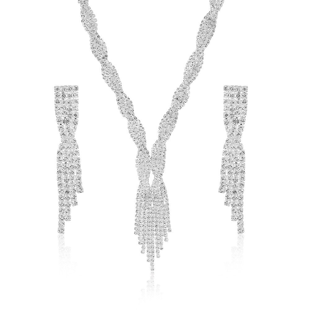 Pozlátené Zliatinové Sada s Bielym Emporia® Krištáľom