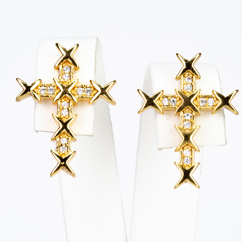 Kríž Pozlátené Zliatinové Sada s Bielym Emporia® Krištáľom ( Náhrdelník+Náušnice+Prívesok )