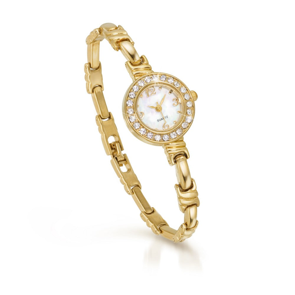 Pozlátený Zliatinový s Bielym Emporia® Krištáľom