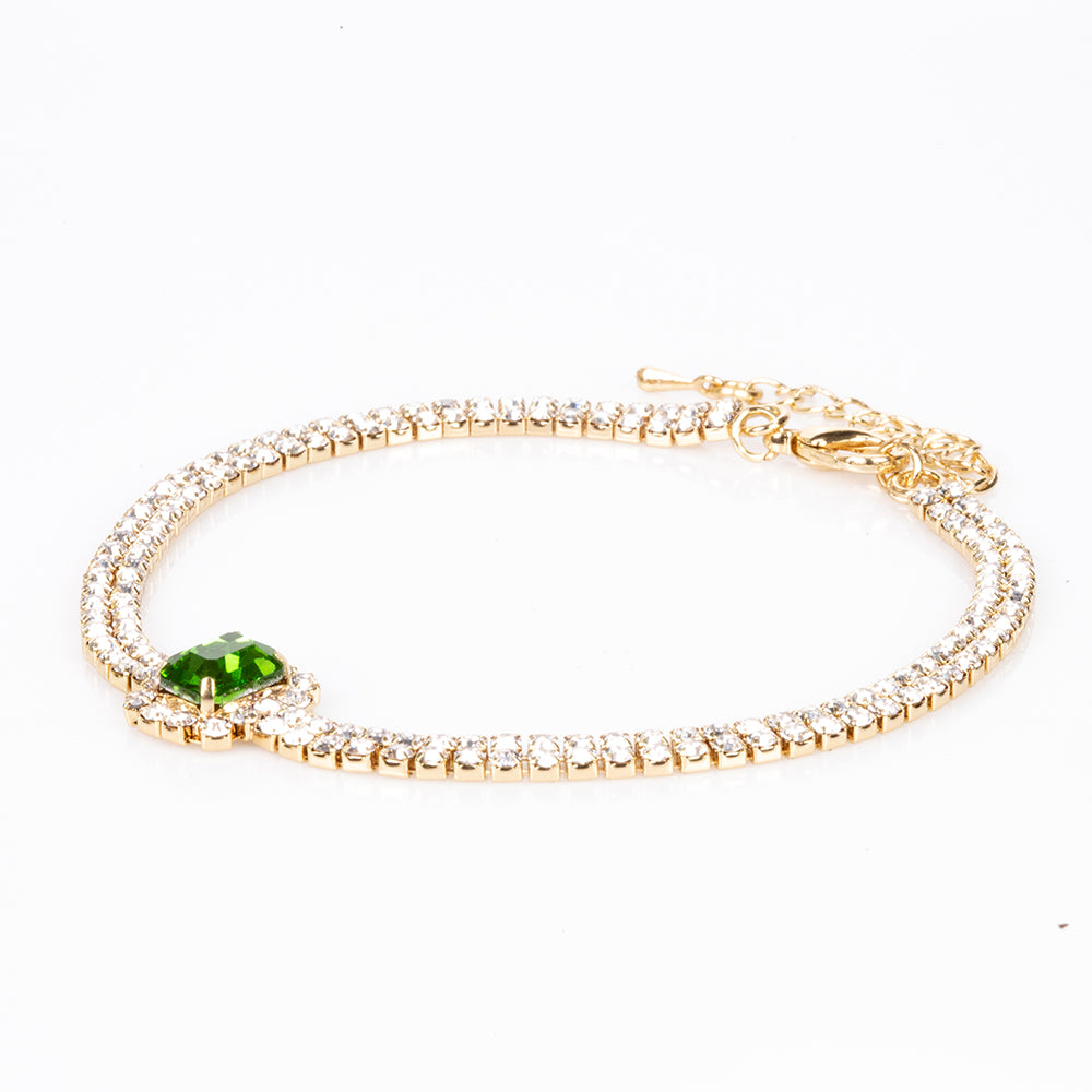 Pozlátené Zliatinové Sada s so Zeleným Emporia® Krištáľom