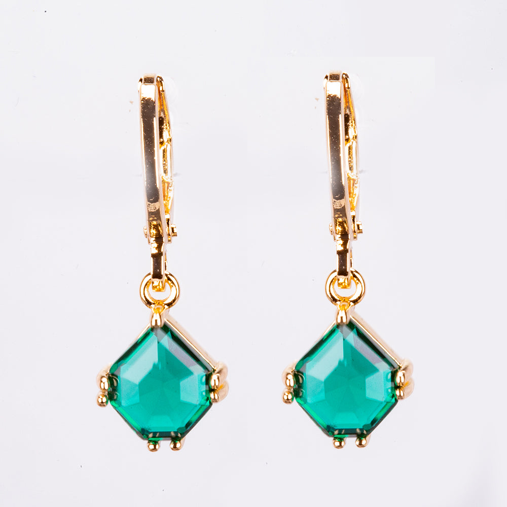 Pozlátené Zliatinové Sada s so Zeleným Emporia® Krištáľom ( Náhrdelník+Náušnice+Prívesok )