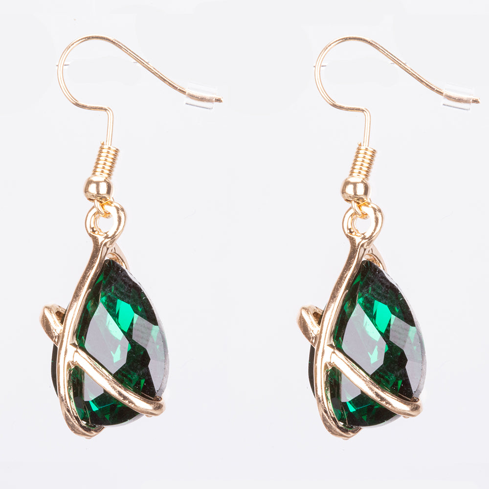 Pozlátené Zliatinové Sada s so Zeleným Emporia® Krištáľom ( Náhrdelník+Náušnice+Prívesok )