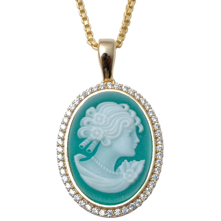 Pozlátený Zliatinový Cameo Prívesok s Emporia Krištáľom