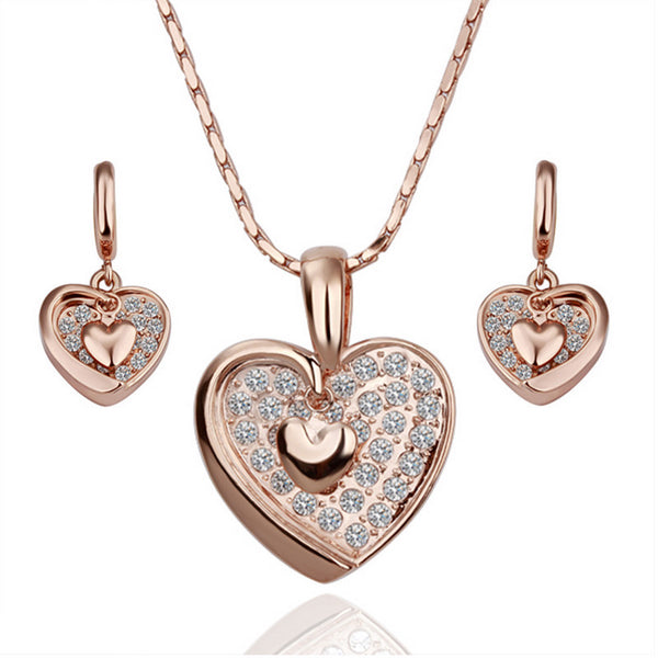 Pozlátené Zliatinové Sada s Bielym Emporia® Krištáľom ( Náhrdelník+Náušnice )