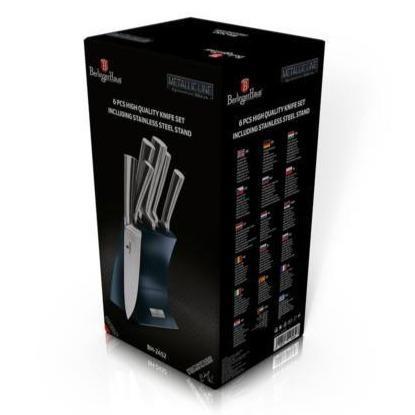 Berlinger Haus 6dielna Sada Nožov z Nerezovej Ocele, s Kovovým Stojanom, Metallic Aquamarine Line