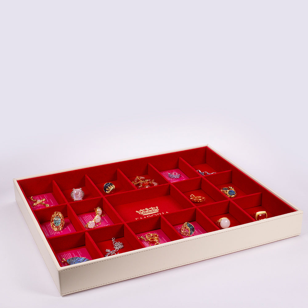 Emporia Béžová "Zamatová" Stohovateľná Šperkovnica s vekom