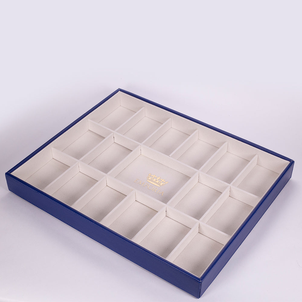 Emporia Kráľovská modrá "Zamatová" Stohovateľná Šperkovnica s vekom