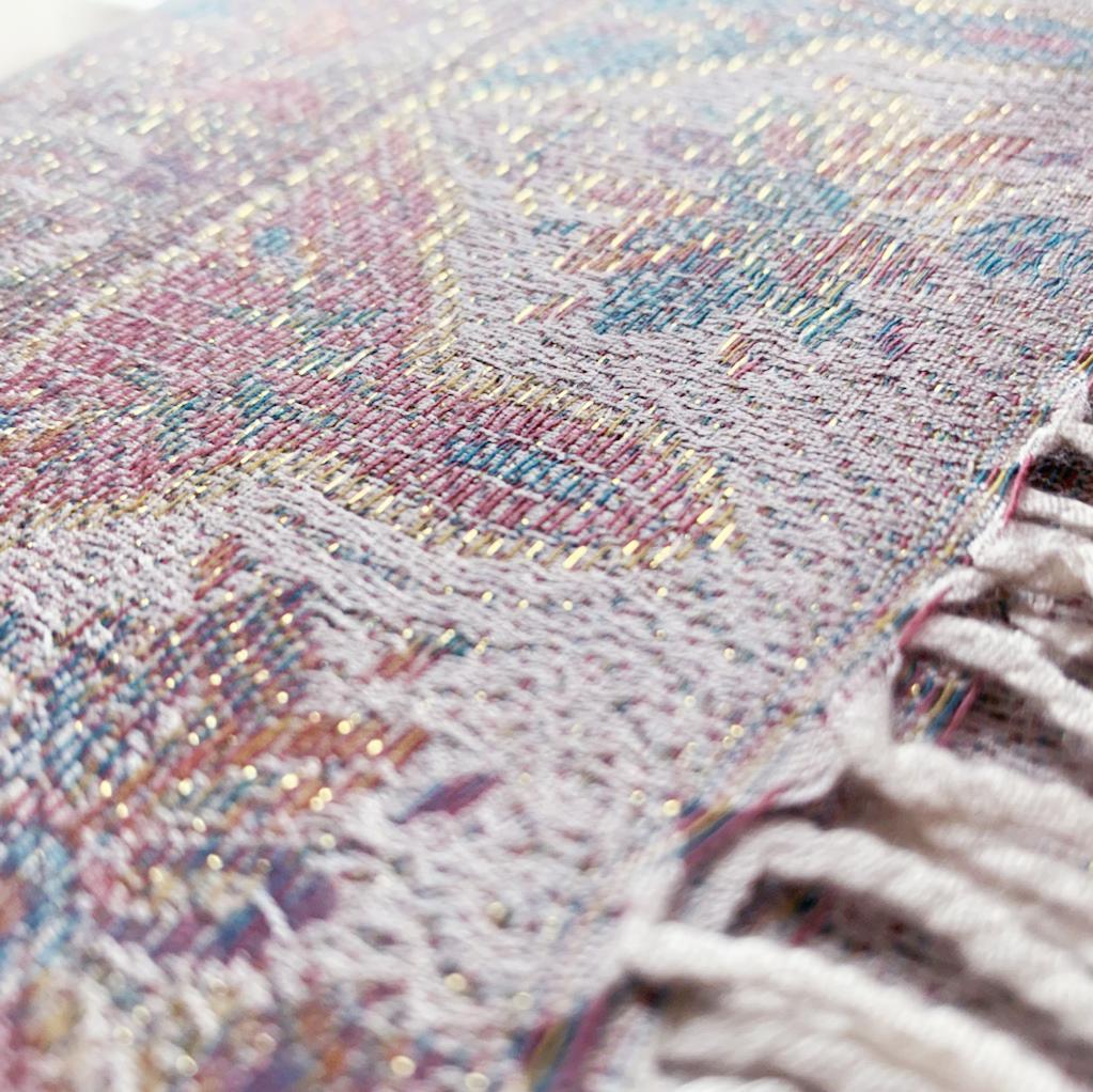 Šál-šatka zo 100% Pravého Pashmina Kašmíru, 70 cm x 180 cm, Lesklá Ružovo-biela