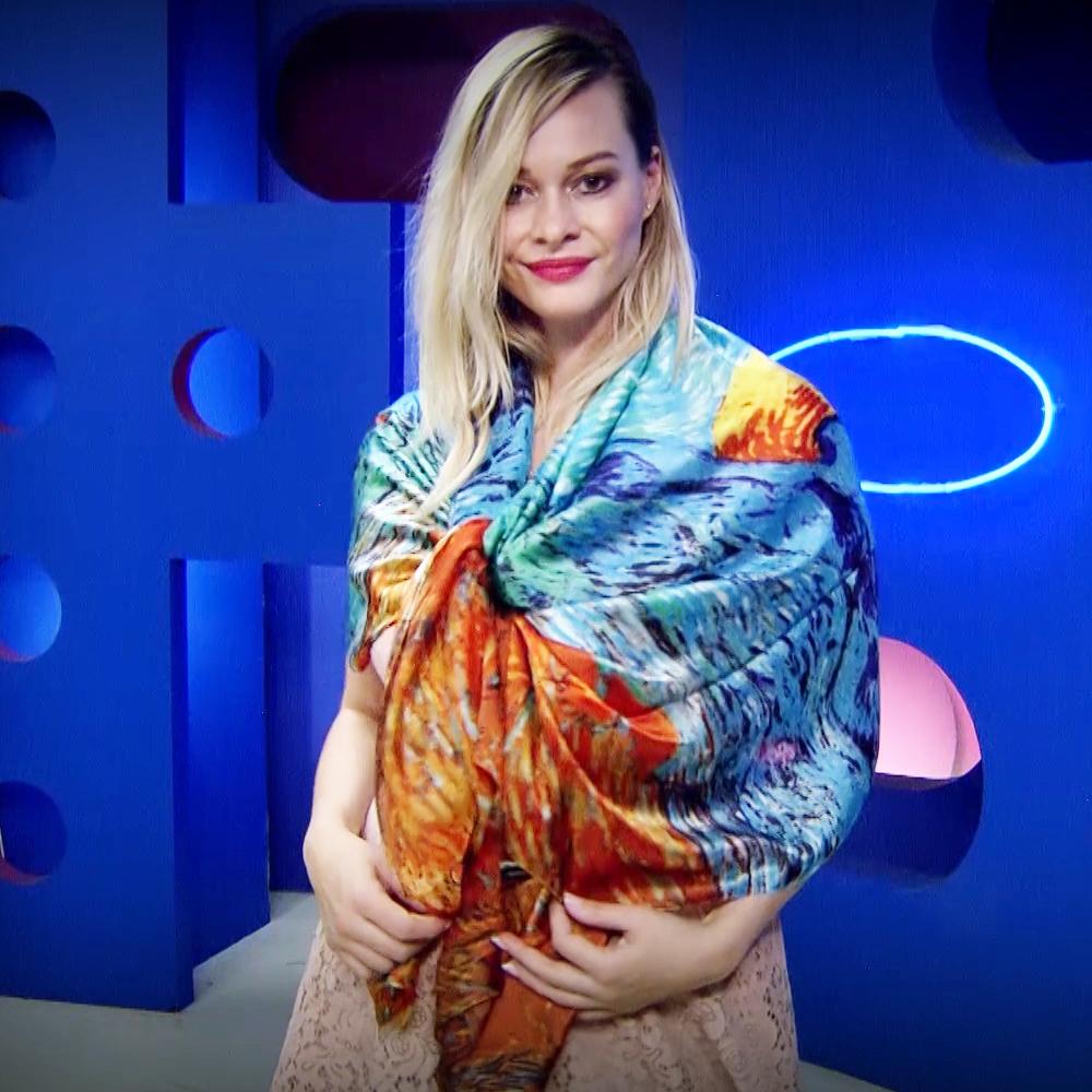 Šál-šatka zo 100% Pravého Hodvábu, 90 cm x 180 cm, vzor Západ Slnka