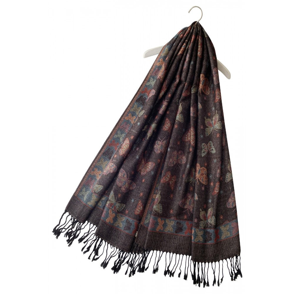 Šál-šatka zo 100% Pravého Pashmina Kašmíru, 70 cm x 180 cm, Motýlí vzor
