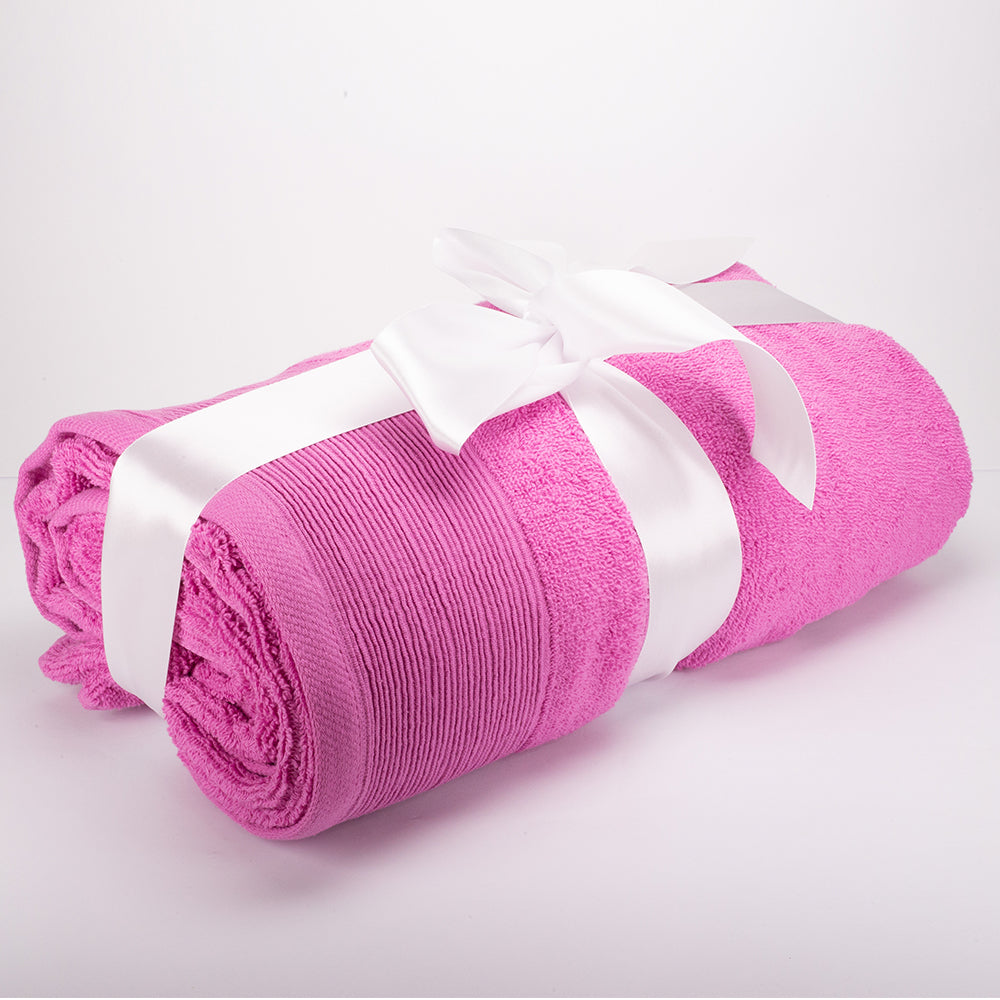 3+3+1 Darčeková Sada Nadrozmerných Uterákov zo 100% Mikrobavlny, 500 GSM, Fuchsiovo Ružová