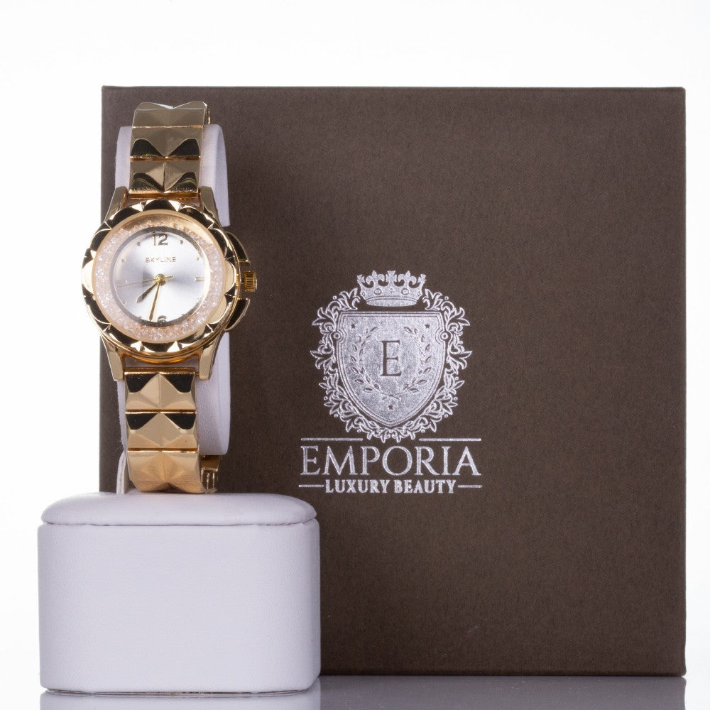 YELLOW GOLD, woman alloy SKYLINE watch with quartz crystals with Gift box