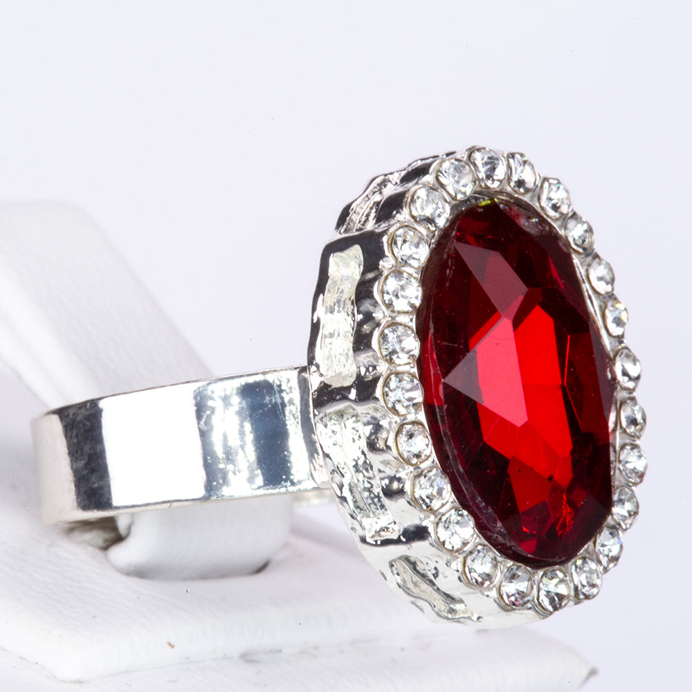 Pozlátené Zliatinové Sada s Červeným Emporia® Krištáľom a so Zeleným Emporia® Krištáľom ( Prsteň )