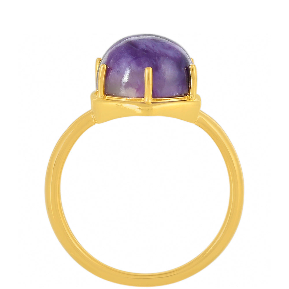 Pozlátený Strieborný Prsteň s Čaroitom