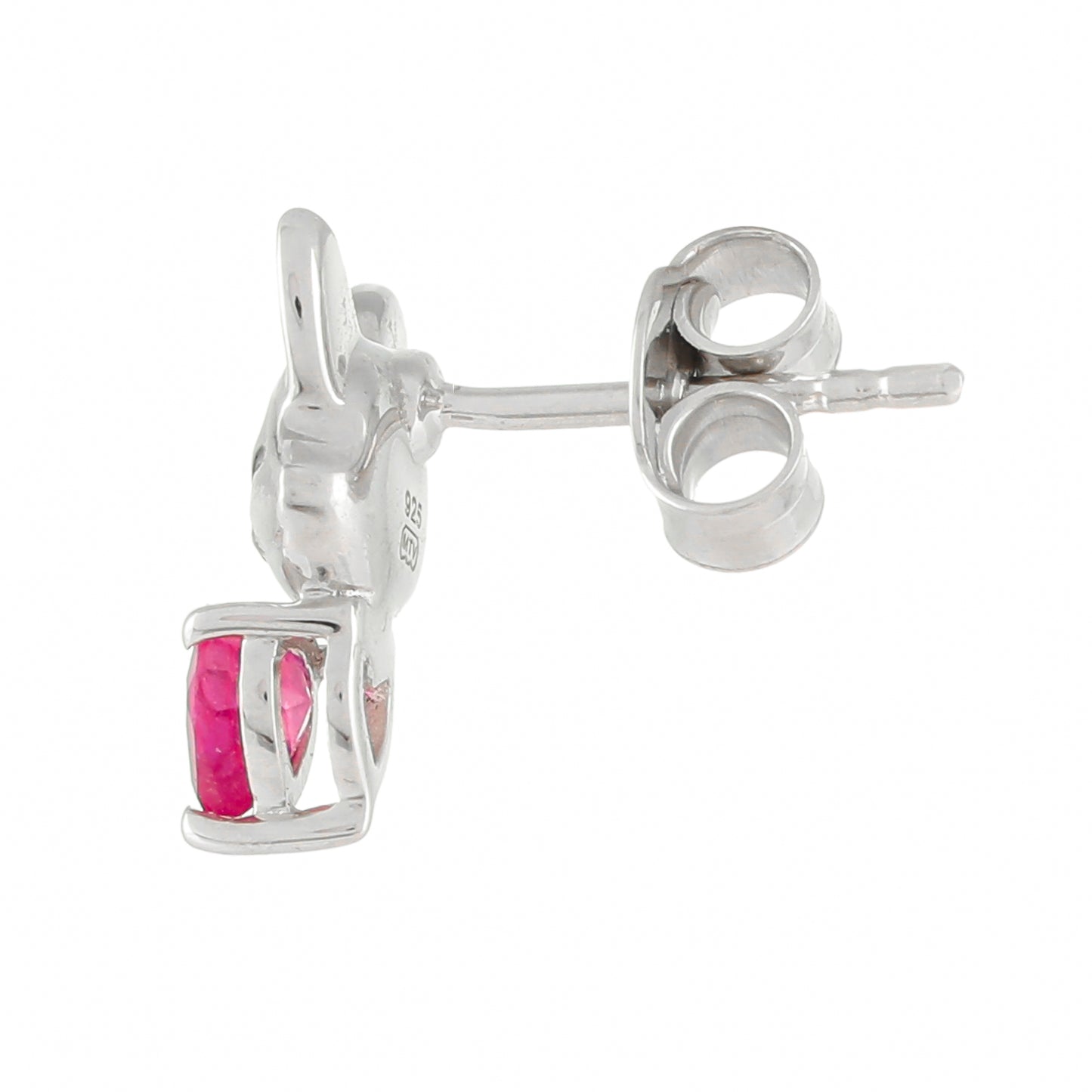 Strieborné Náušnice s Thajským Rubínom