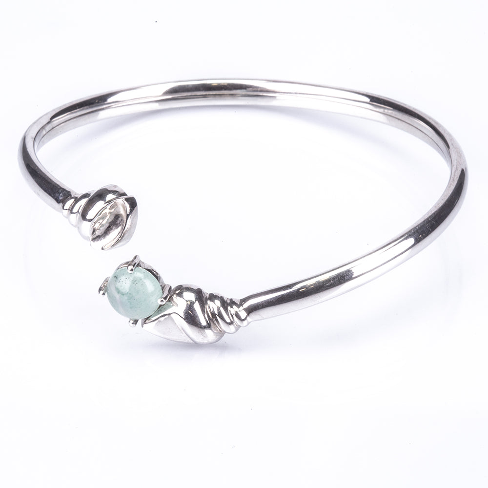 Strieborný Náramok s so Zambijským Zeleným Chalcedónom