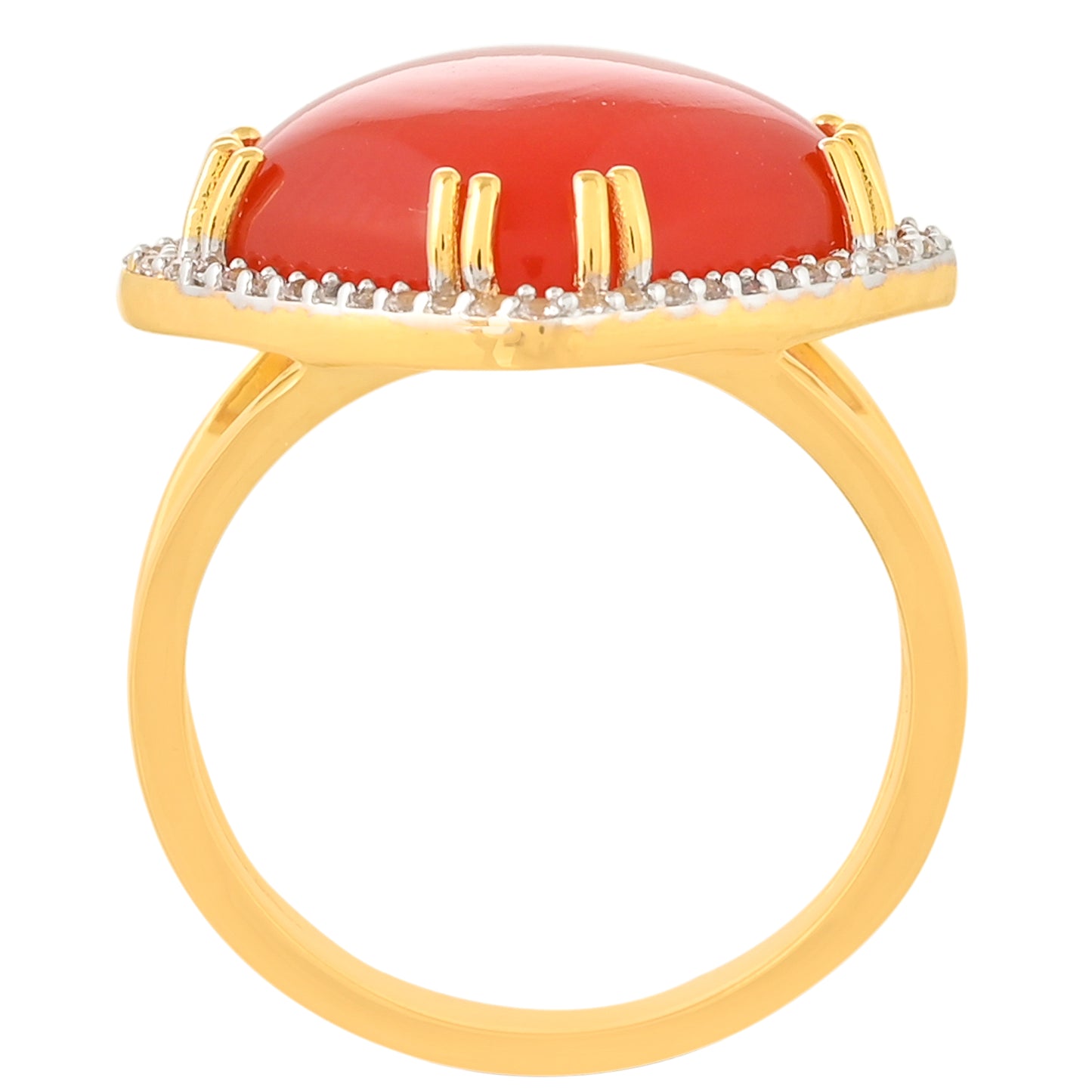 Pozlátený Strieborný Prsteň s Karneolom a Bielym Topásom