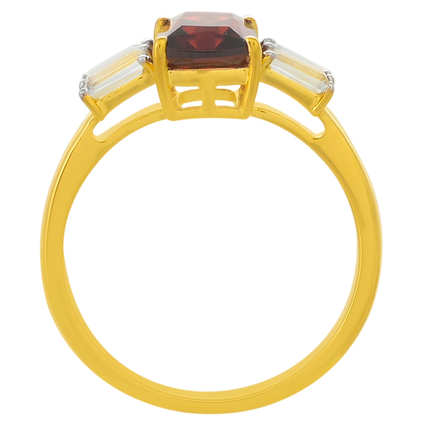 Pozlátený Strieborný Prsteň s Rhodolitovým Granátom a Bielym Topásom
