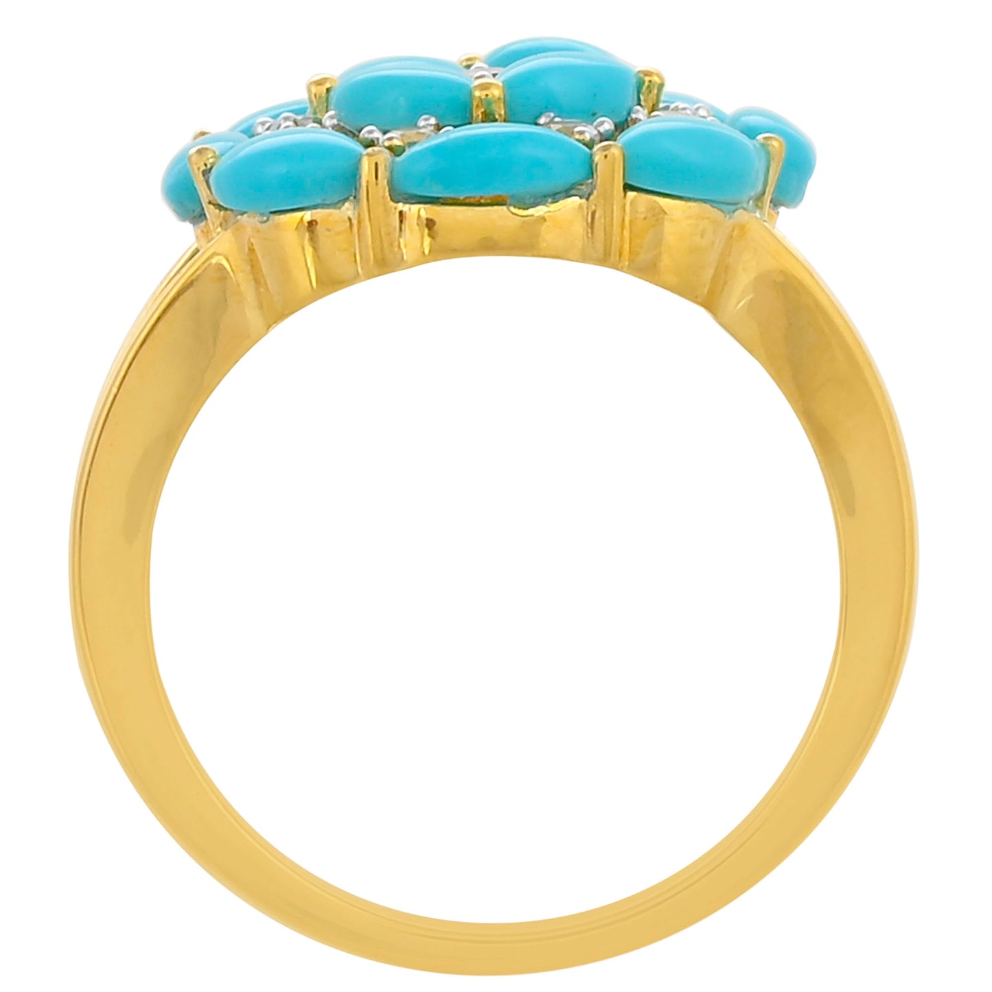 Pozlátený Strieborný Prsteň s so Sleeping Beauty Tyrkysom a Bielym Topásom