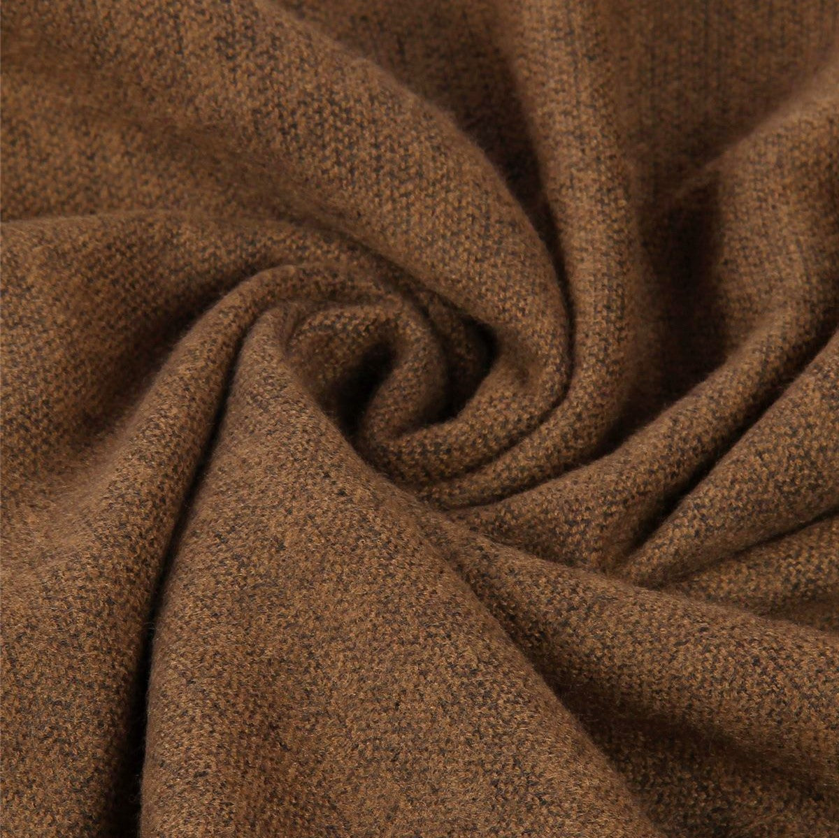 Šál-šatka s Pravou Pom Pom Kožušinou, 60 cm x 170 cm, Hnedá