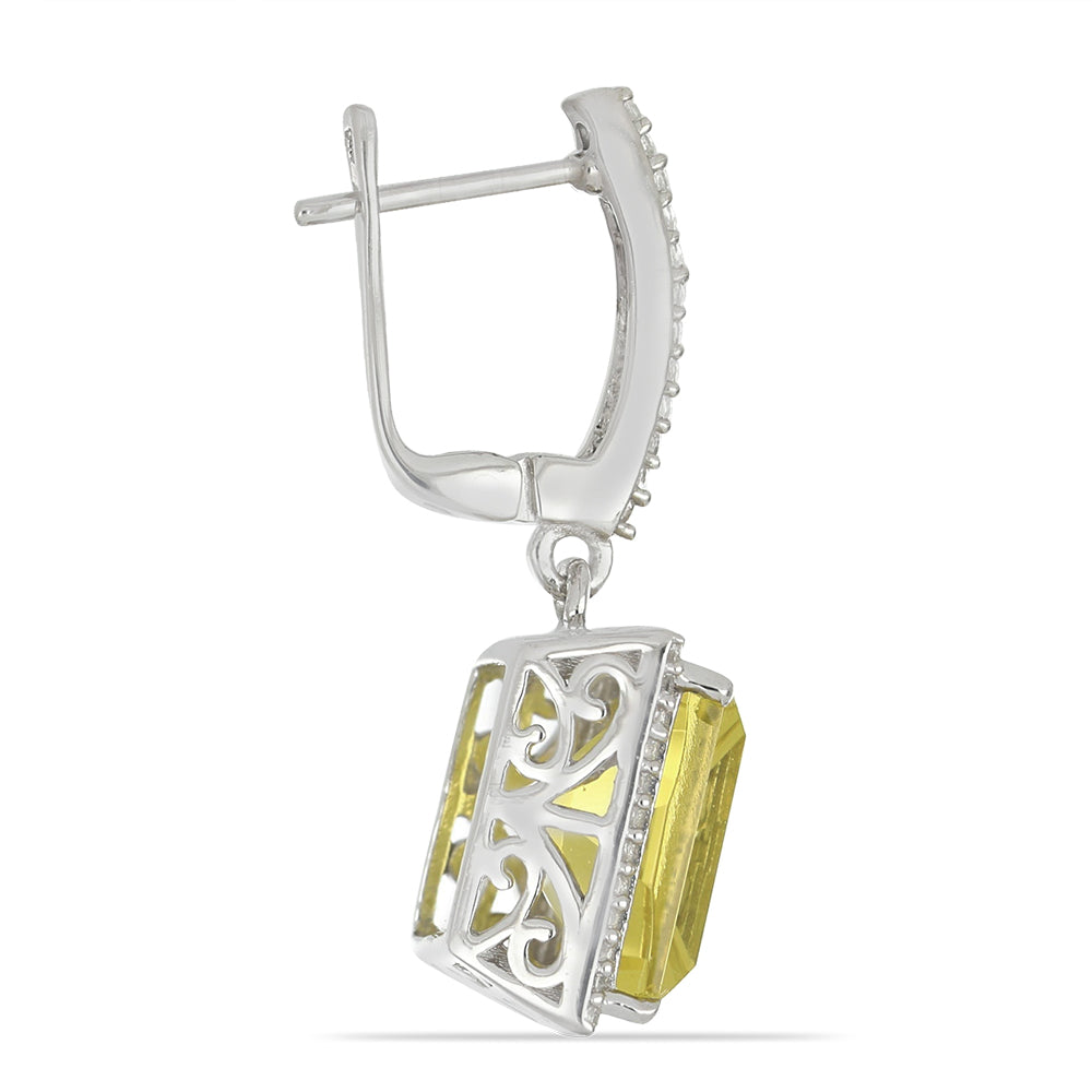 Strieborné Náušnice s Brazílskym Kryštálickým Kremeňom a Bielym Topásom